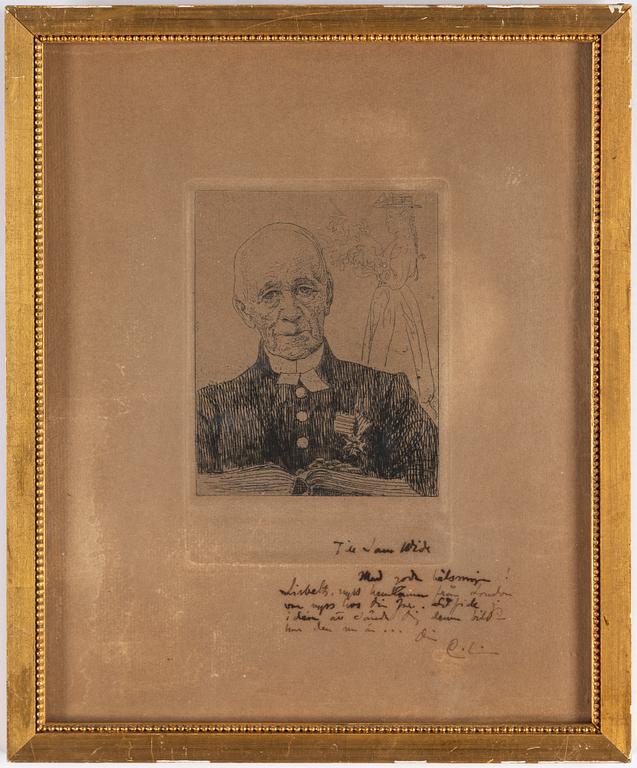 CARL LARSSON, etching, signed C.L. with dedication. "Dean C.F. Pettersson". State 1. Executed 1908.