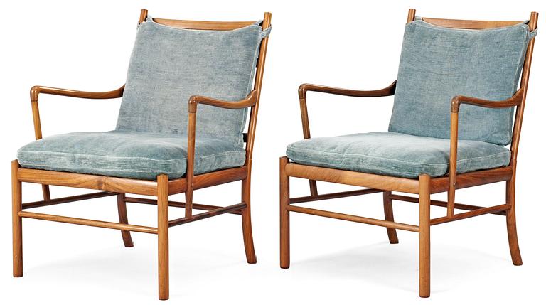 A pair of Ole Wanscher palisander 'Colonial Chairs' by Poul Jeppesen, Denmark.