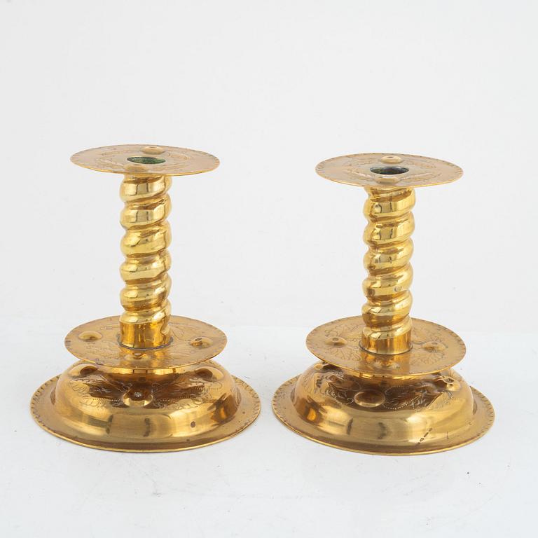 Candlesticks, a pair, Baroque style, circa 1900.