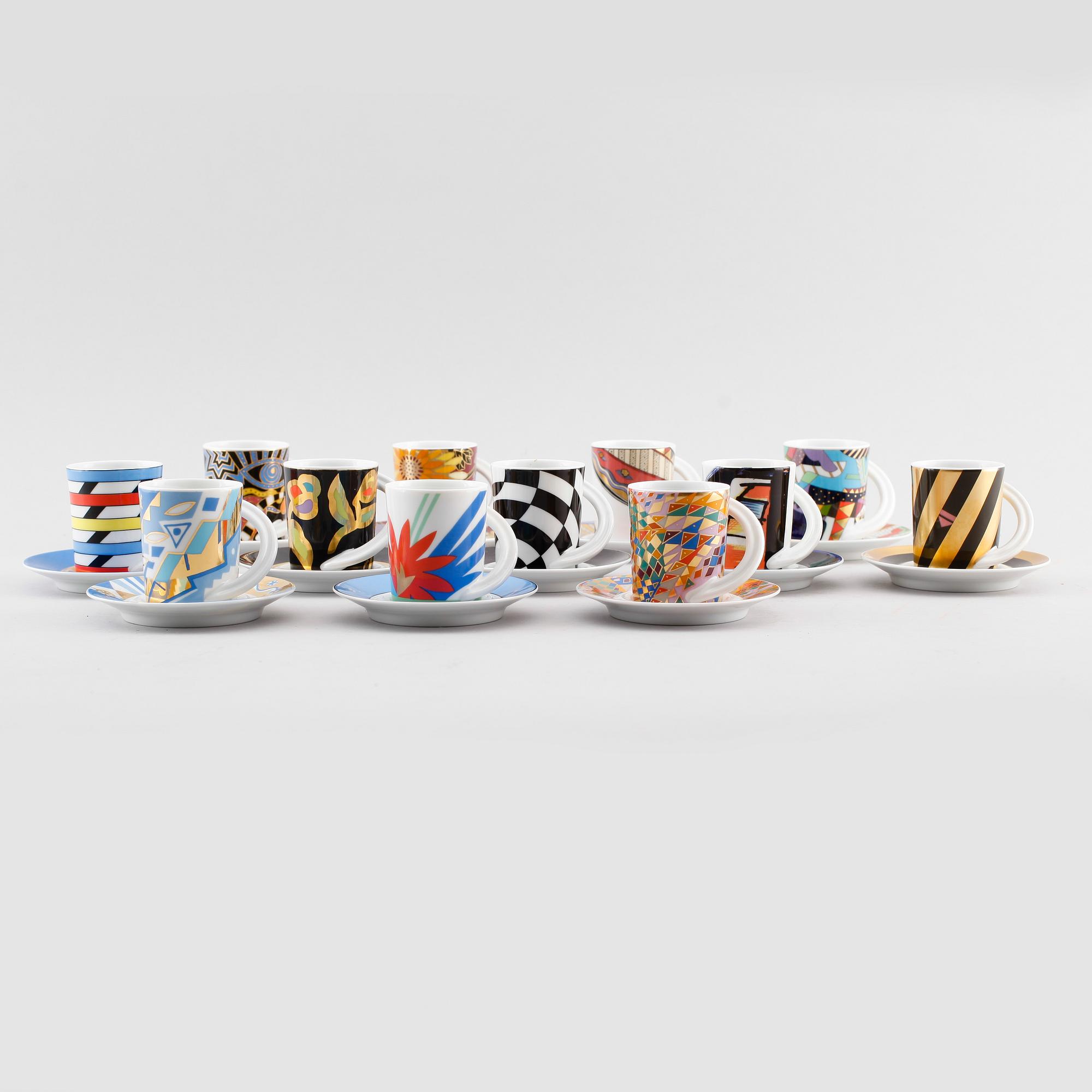 ESPRESSOKOPPAR MED FAT, 12 st, porslin, Rosenthal Studio Linie.