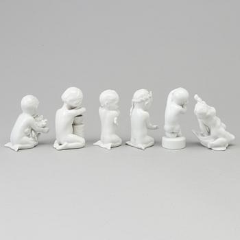 Six porcelain figures, Bing & Gröndahl and Royal Copenhagen, Denmark, second half of the 20th century.