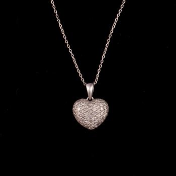 HÄNGSMYCKE, 18K vitguld, diamanter tot. 0,26 ct. Vikt 3,5 g. Intyg.