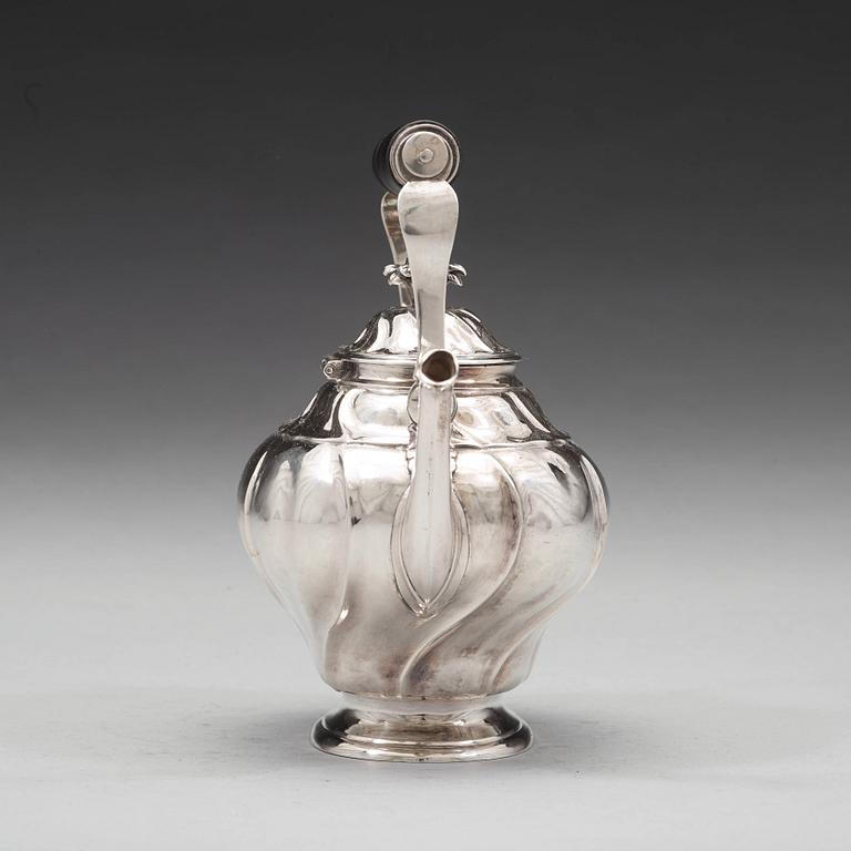 A Swedish mid 18th century silver tea-pot, mark of Jürgen Friedrich Sickman, Stockholm 1759.