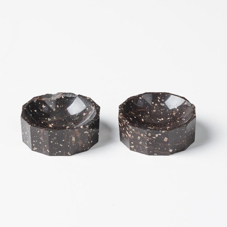 A pair of Swedish porphyry salts, early 19th century.