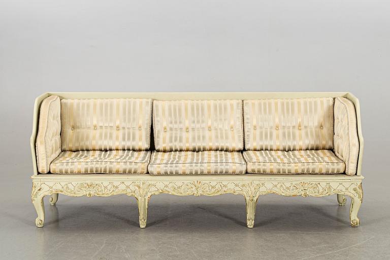 TRÅGSOFFA, rokoko, provinsarbete 17/1800-tal.