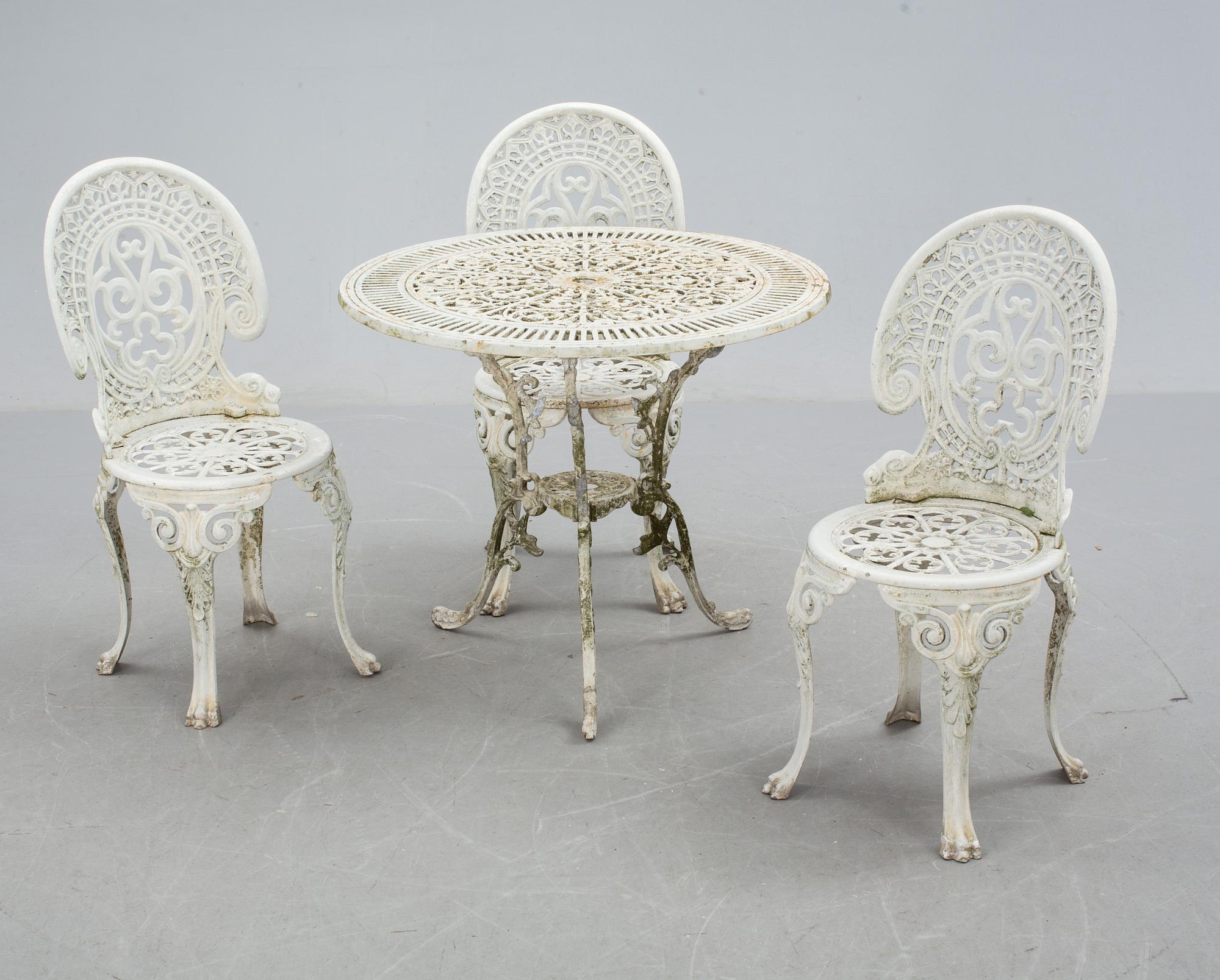 TRÄDGÅRDSMÖBEL, 4 delar, lättmetall, 1900-talets senare del.