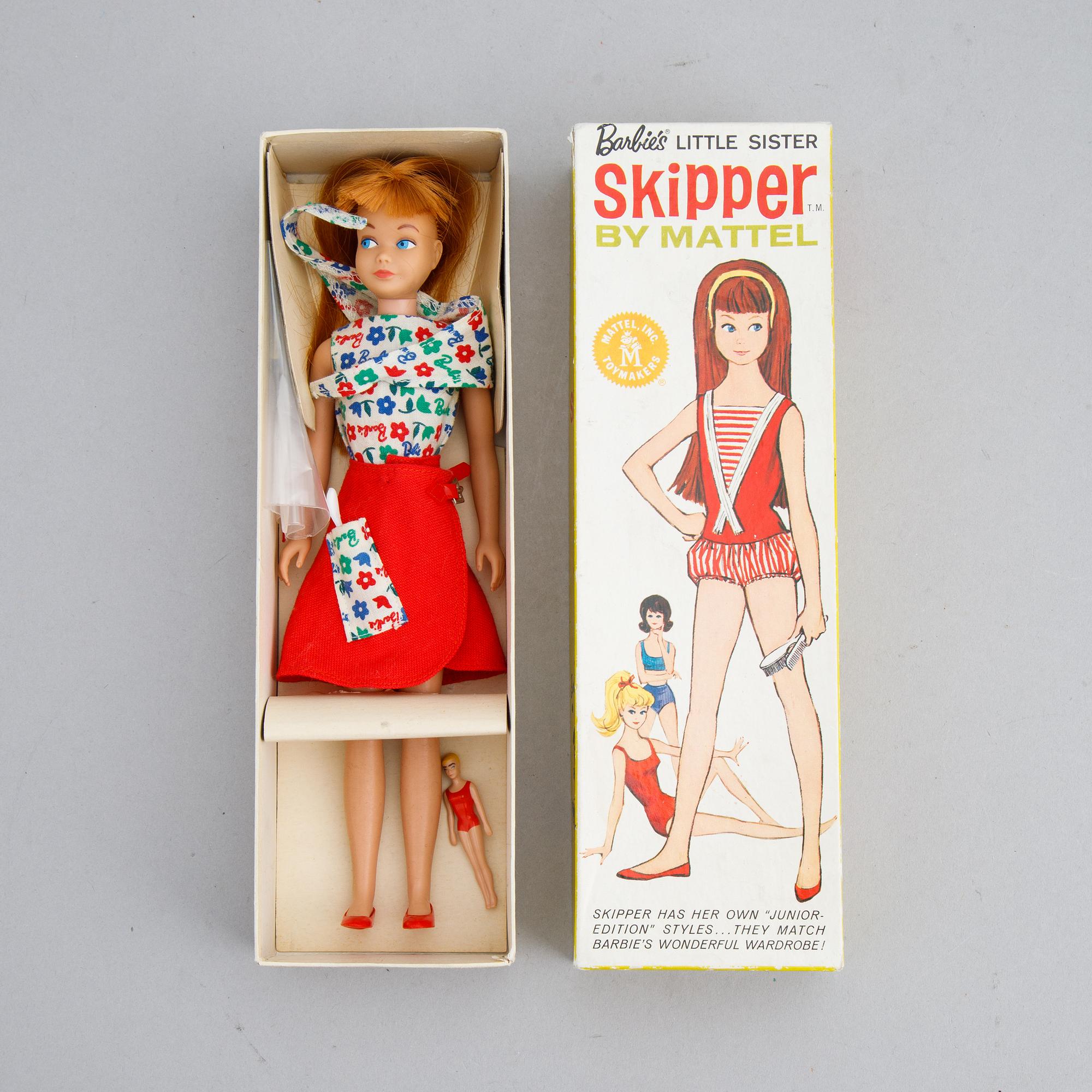 Dockor, 7 st, Barbie, Ken samt Skipper, Mattel, 1950/60-tal.