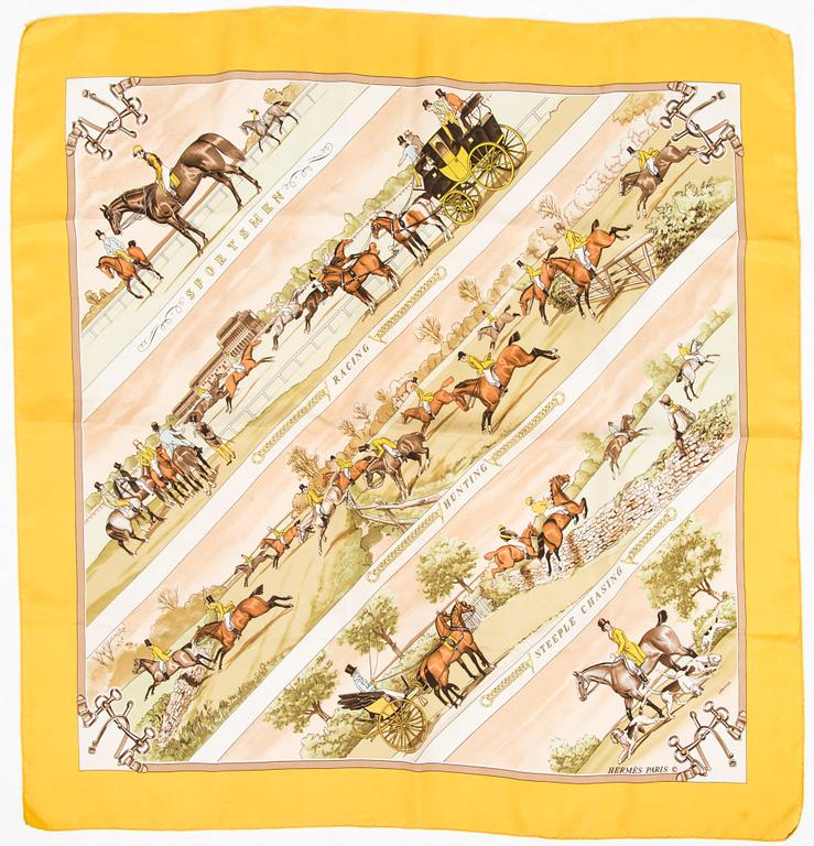 Hermès, a 'Sportsmen' silk scarf.