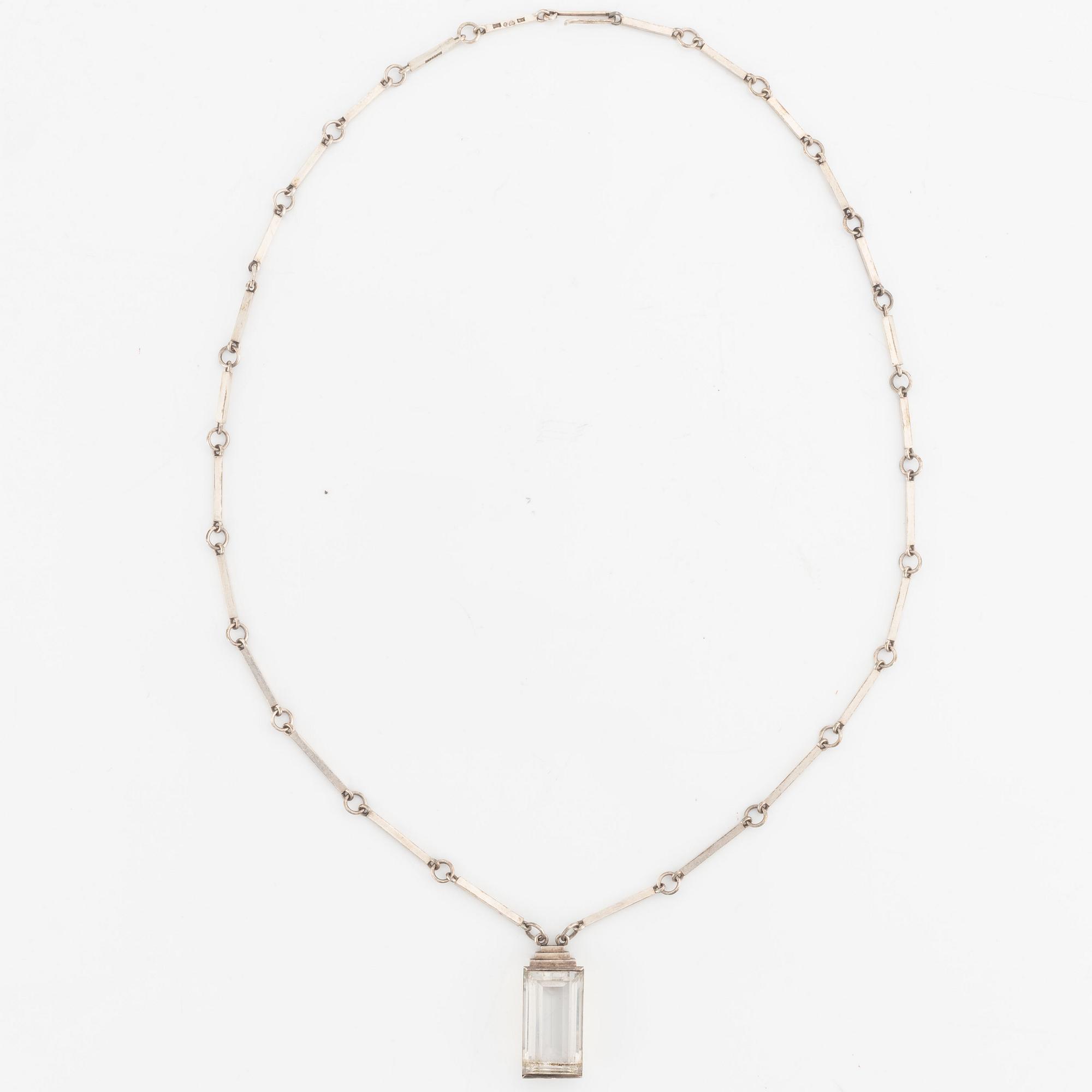 Wiwen Nilsson, a sterling silver and rock crystal necklace, Anders Nilsson, Lund 1944.