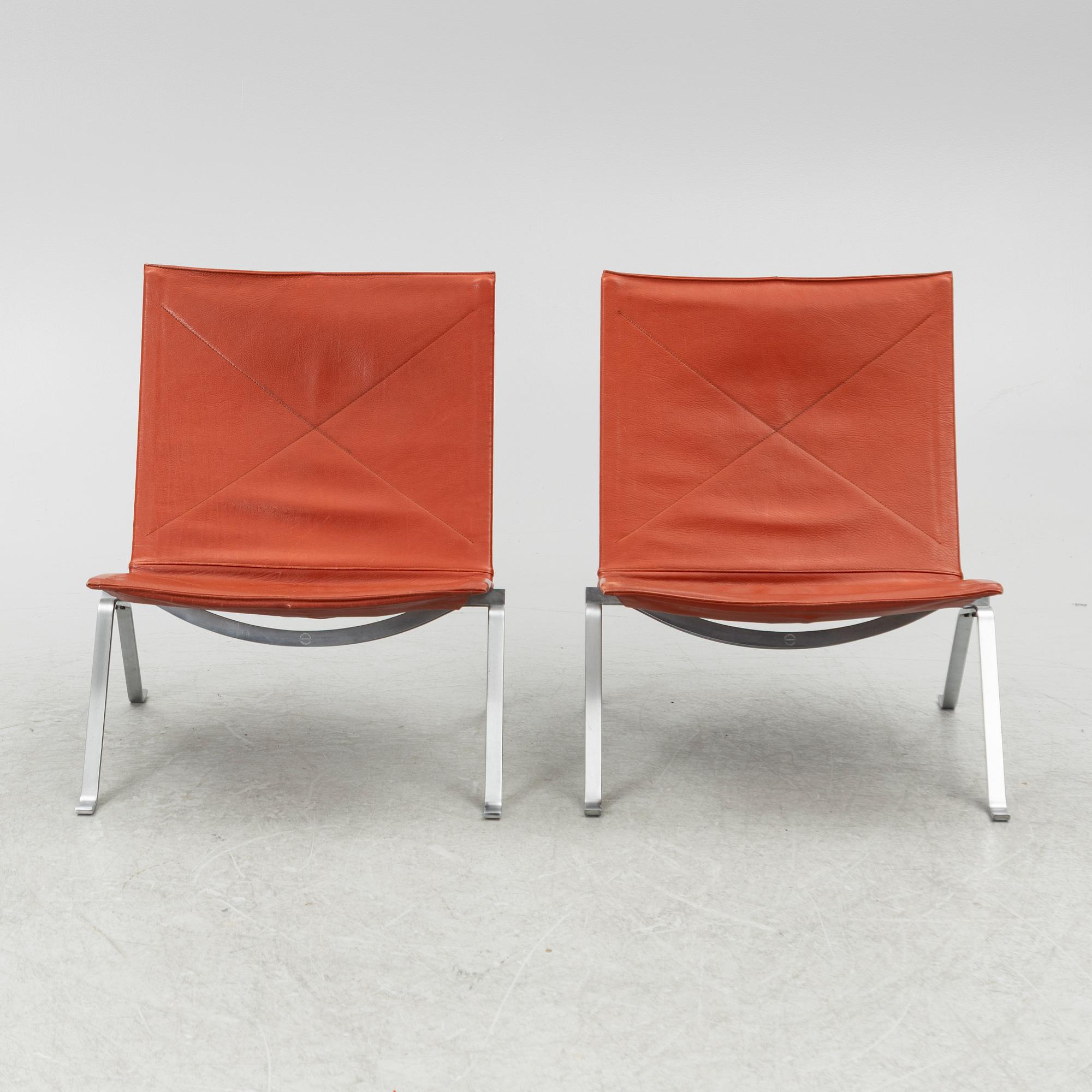Poul Kjaerholm, fåtöljer, ett par, "PK 22", Fritz Hansen, Danmark, 1983.