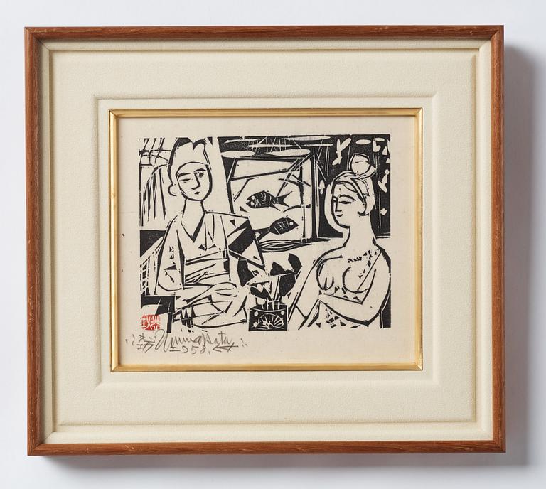 Suzumi no saku (Two ladies taking cool breeze in Midsummer).