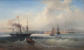 Anton Melbye, Ships off the coast of France.