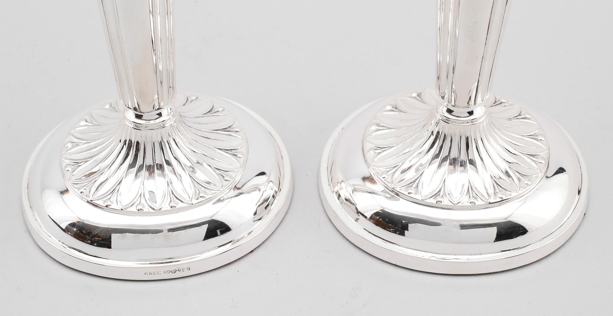 LJUSSTAKAR, 1 par, silver, K&EC, Göteborg, 1955.