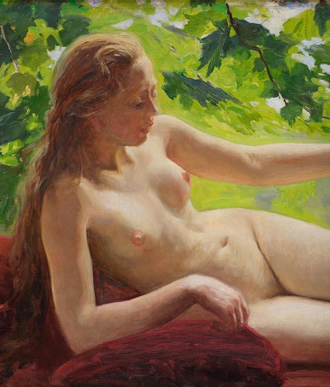 Gottfrid Kallstenius, Reclining woman with faun.