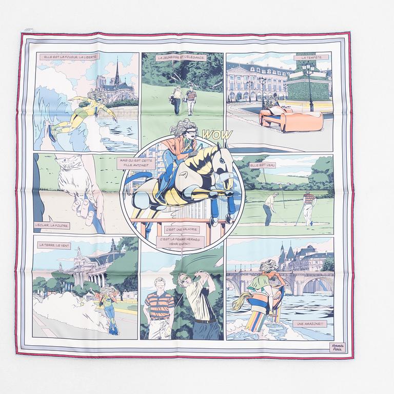 Hermès, a 'Wow Double Face' silk scarf.