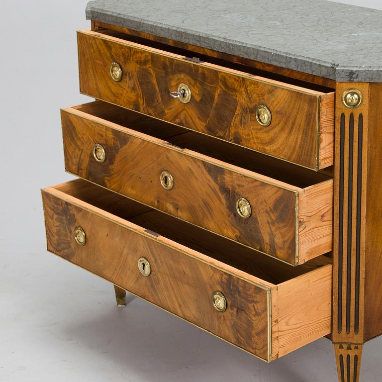 A late 19th century chest of drawers in late Gustavien style.
