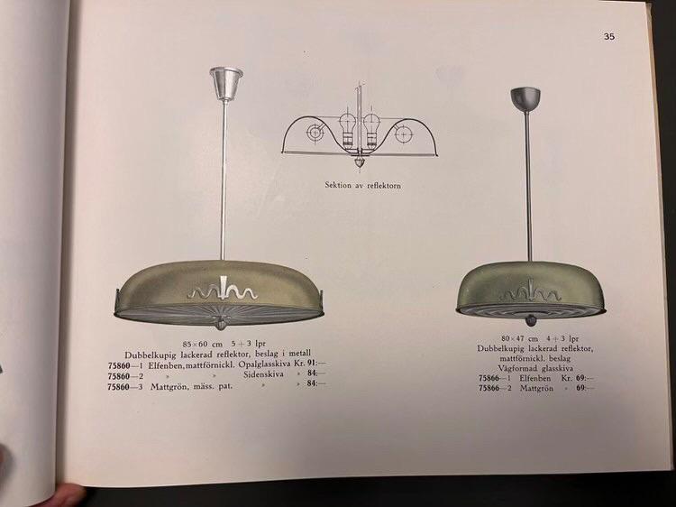 Cebe (Chr Bergh & Co), a pair of ceiling lamps model "75860", Sweden, 1930s.
