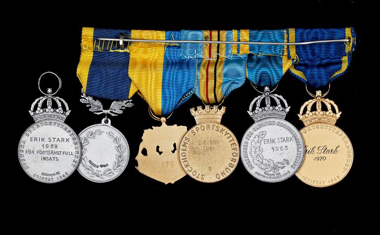 MEDALJER, 6 st, mest silver, 1950-70-tal.