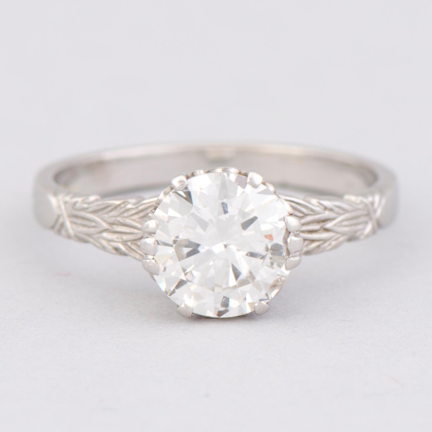 RING, briljantslipad diamant, platina.