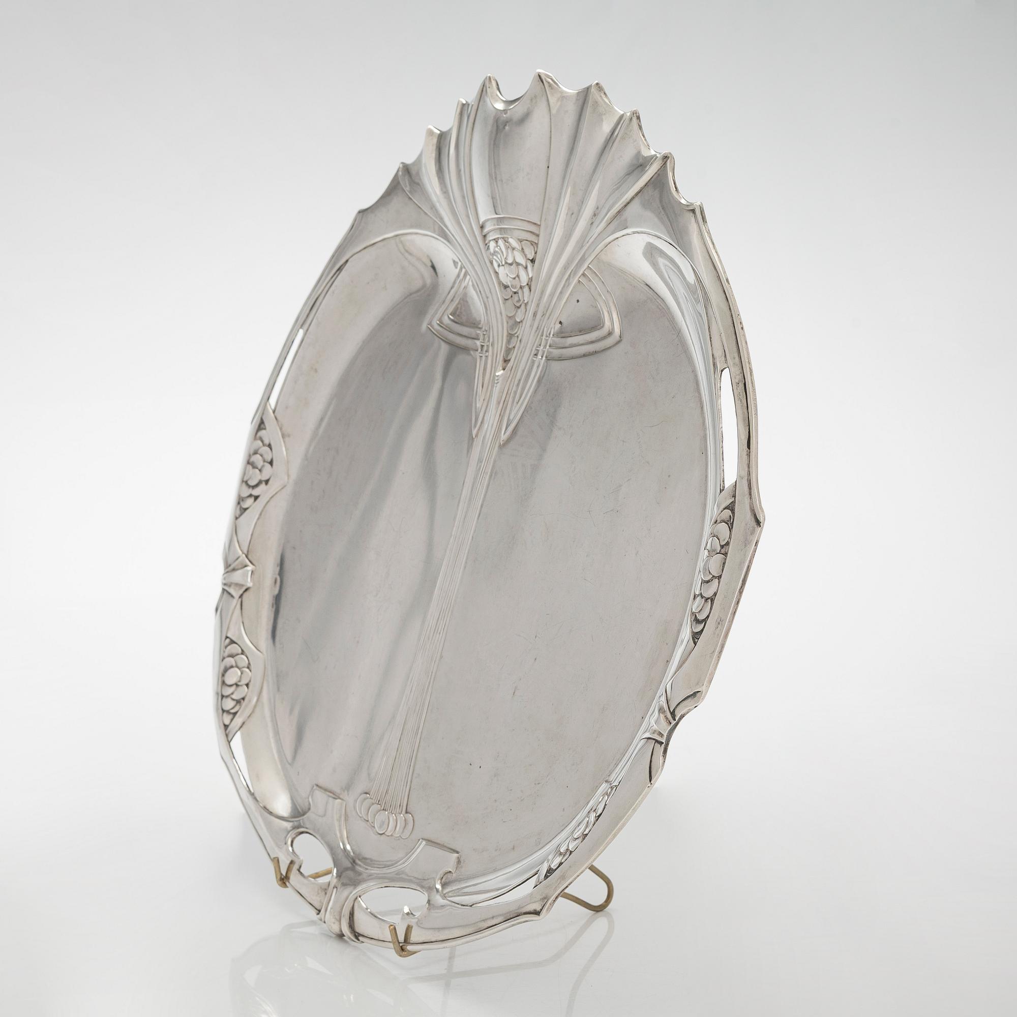 A Viennese Art Nouveau silver tray, maker's mark of Karl Jedlicka, Austro-Hungarian Empire around year 1900.