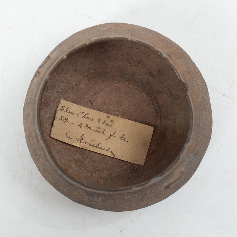 Skål, lergods. Kina, sen Zhoudynasti, omkring 300-200 f.Kr.