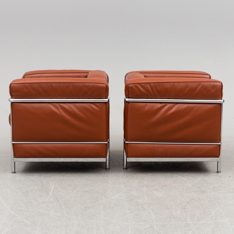 LE CORBUSIER, PIERRE JEANNERET & CHARLOTTE PERRIAND a pair of LC2 easy chairs for Cassina, Italy.