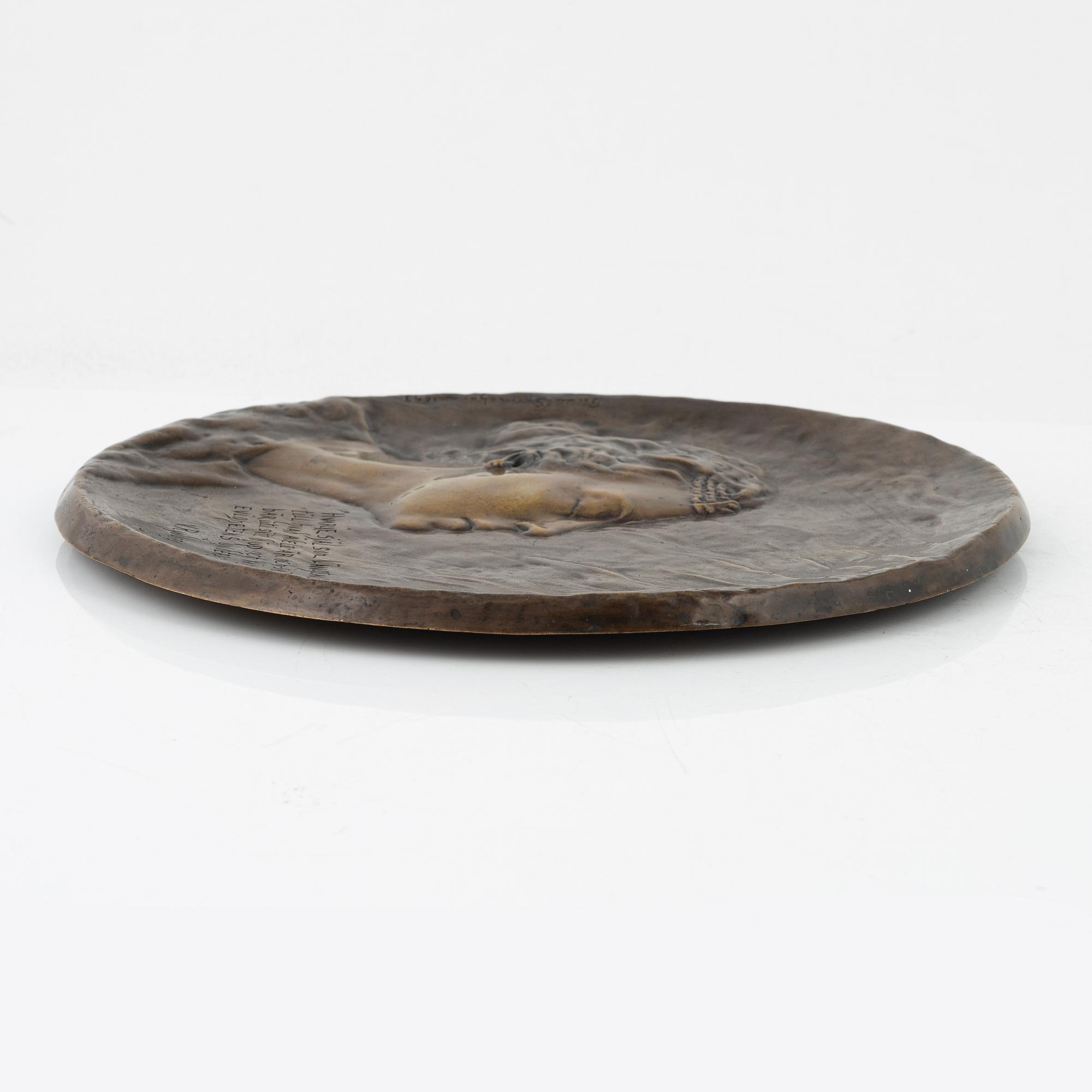 Gerda Sprinchorn, plakett, brons, 1897, signerad.