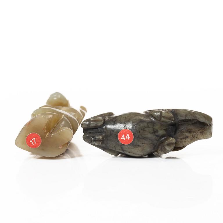 Figuriner, fem stycken, sten. Kina, 1900-tal.