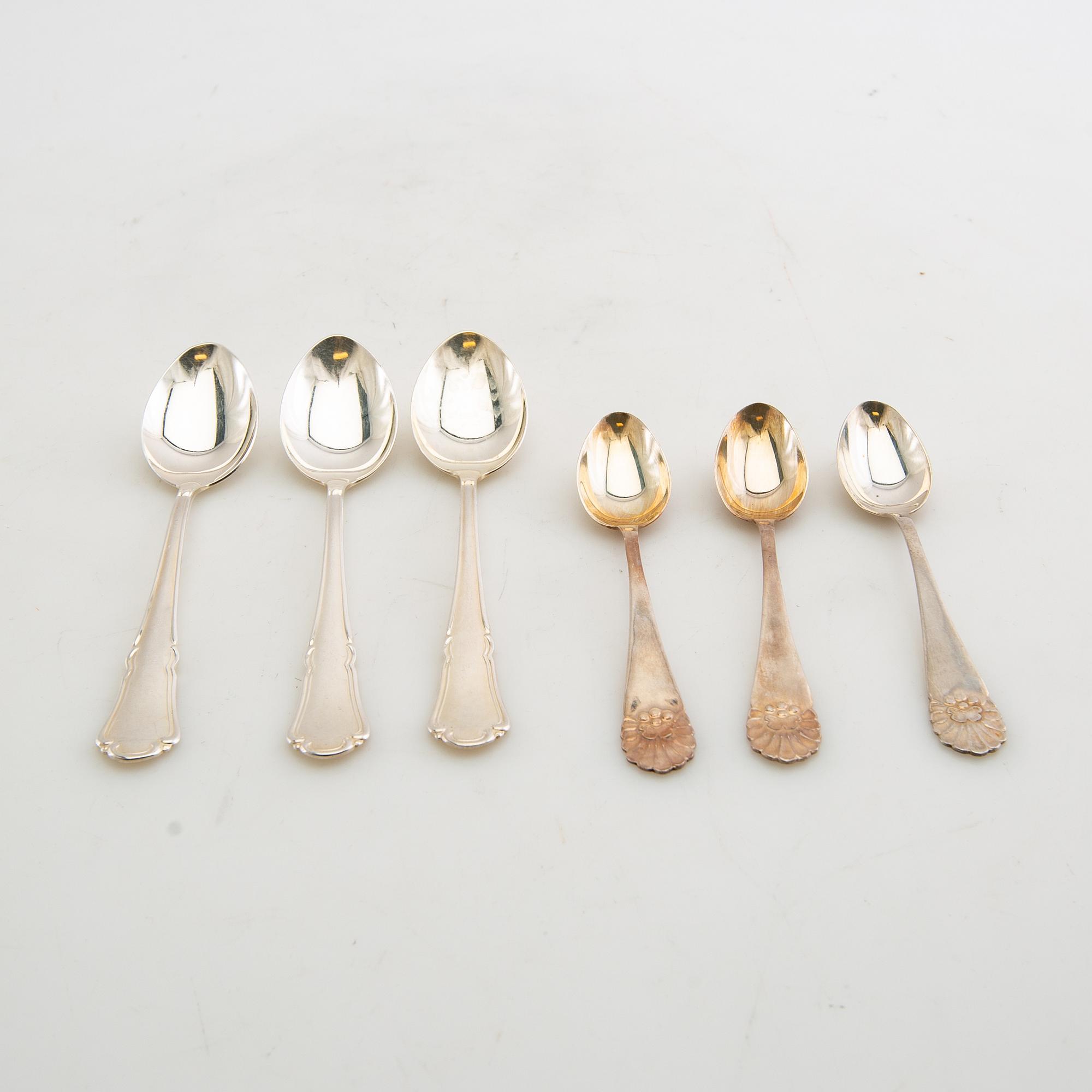 Coffee and mocha spoons, 19 pcs, silver.