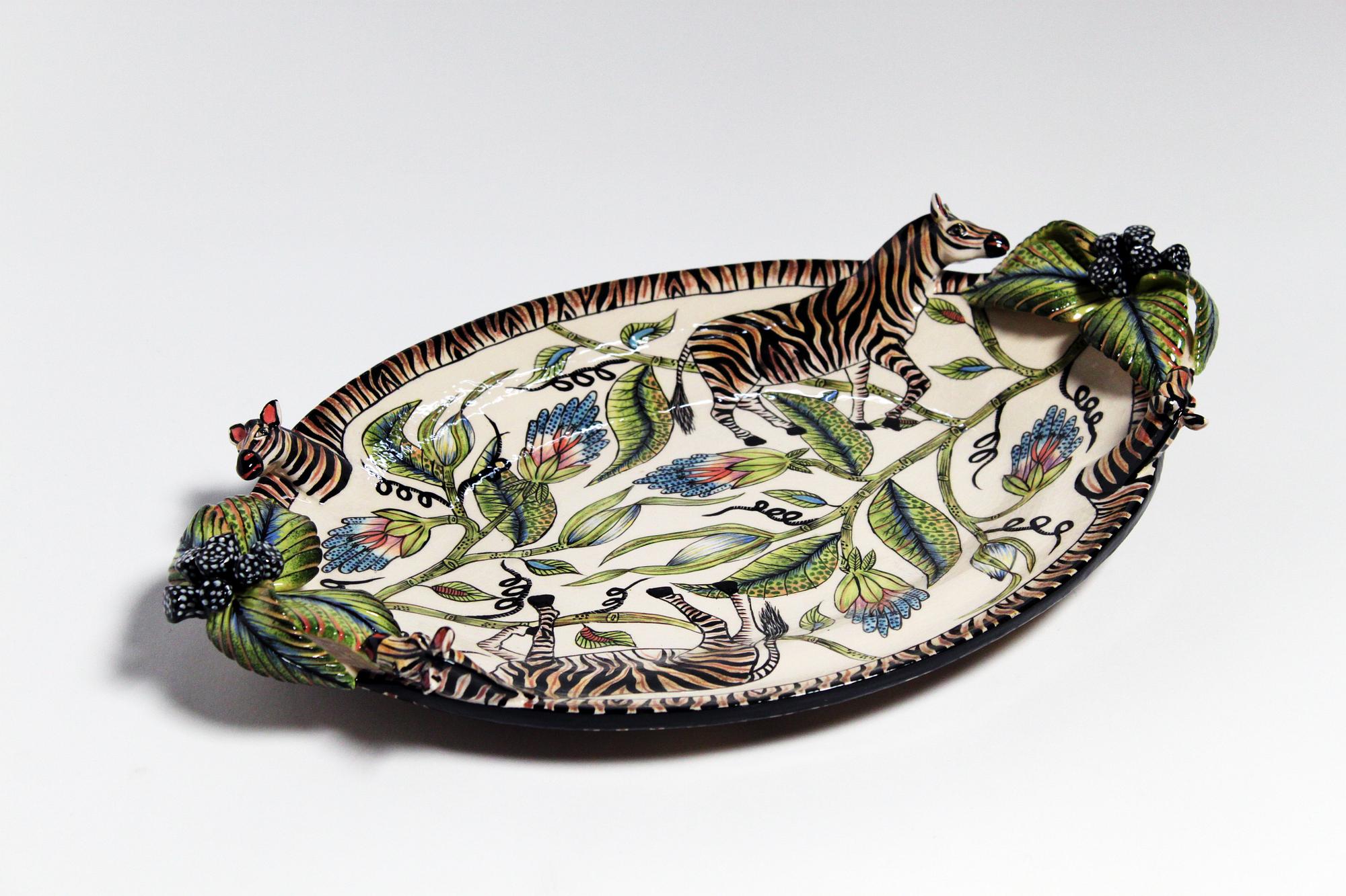 Uppläggningsfat, "Zebra Platter", med dekor av zebror.