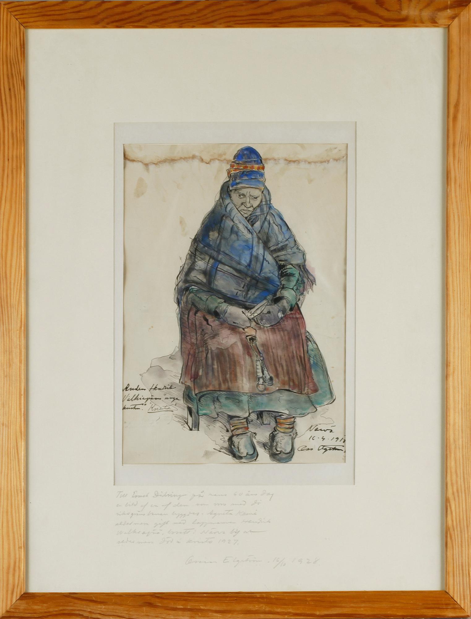 OSSIAN ELGSTRÖM, blandteknik på papper, signerad och daterad 1918.