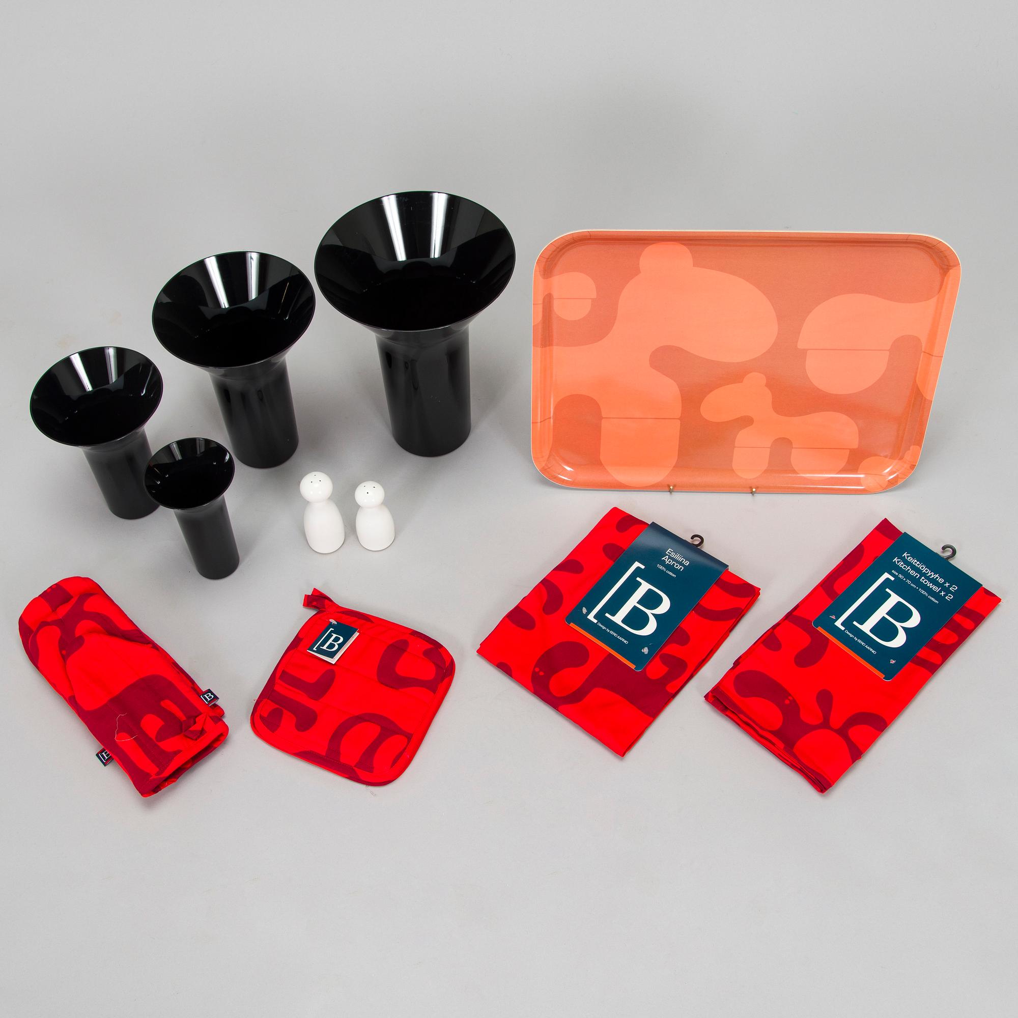 Eero Aarnio, erä kodintuotteita, 12 kpl, eri valmistajia.