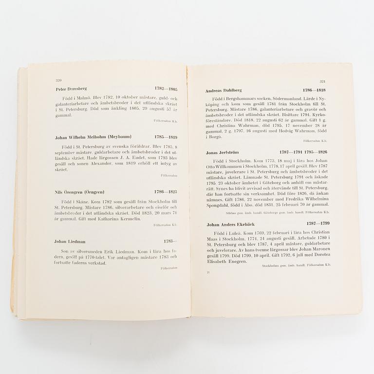 Böcker, 3 st, om silver, Narva, Nyen, S:t Petersburg, Baltikum och Reval. Av L. Bäcksbacka, W. Neumann, A. Friedenthal.