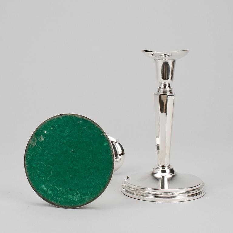 LJUSSTAKAR, ett par, silver, MGAB, Uppsala, 1964.