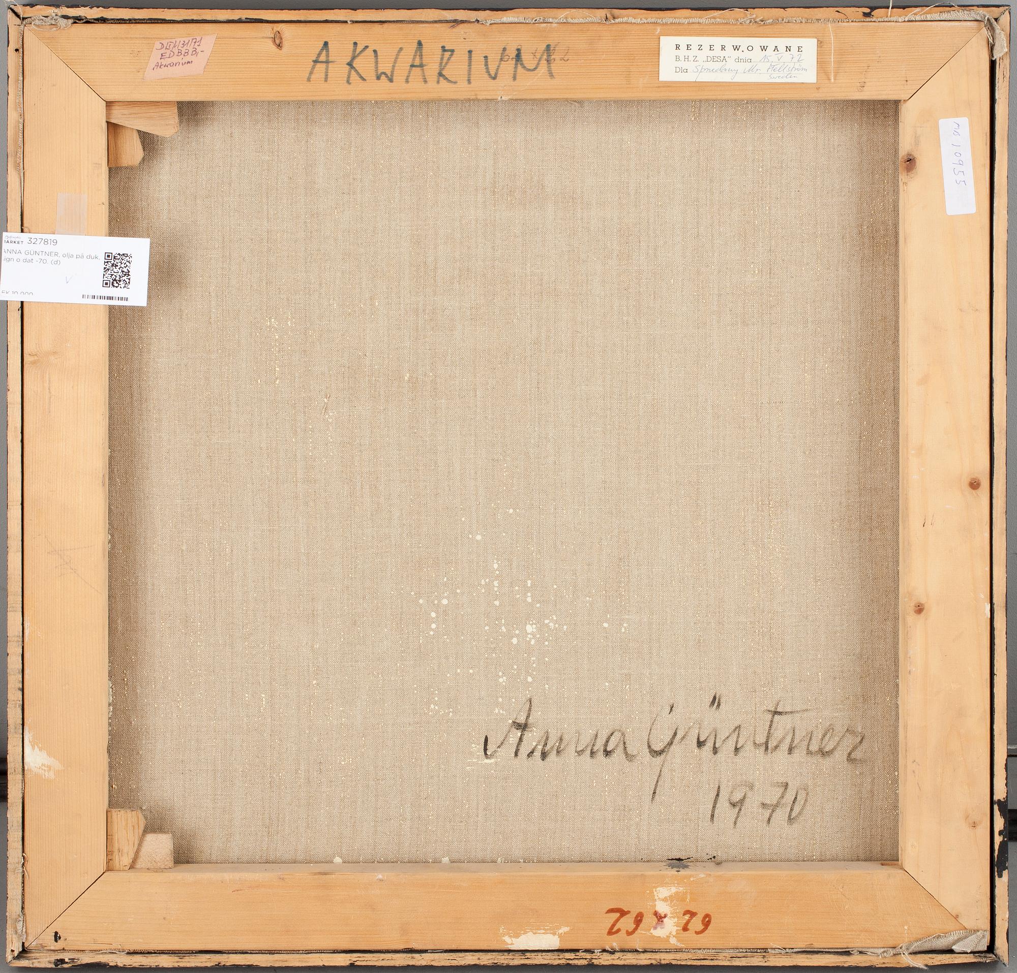 ANNA GÜNTNER, olja på duk, sign o dat -70.