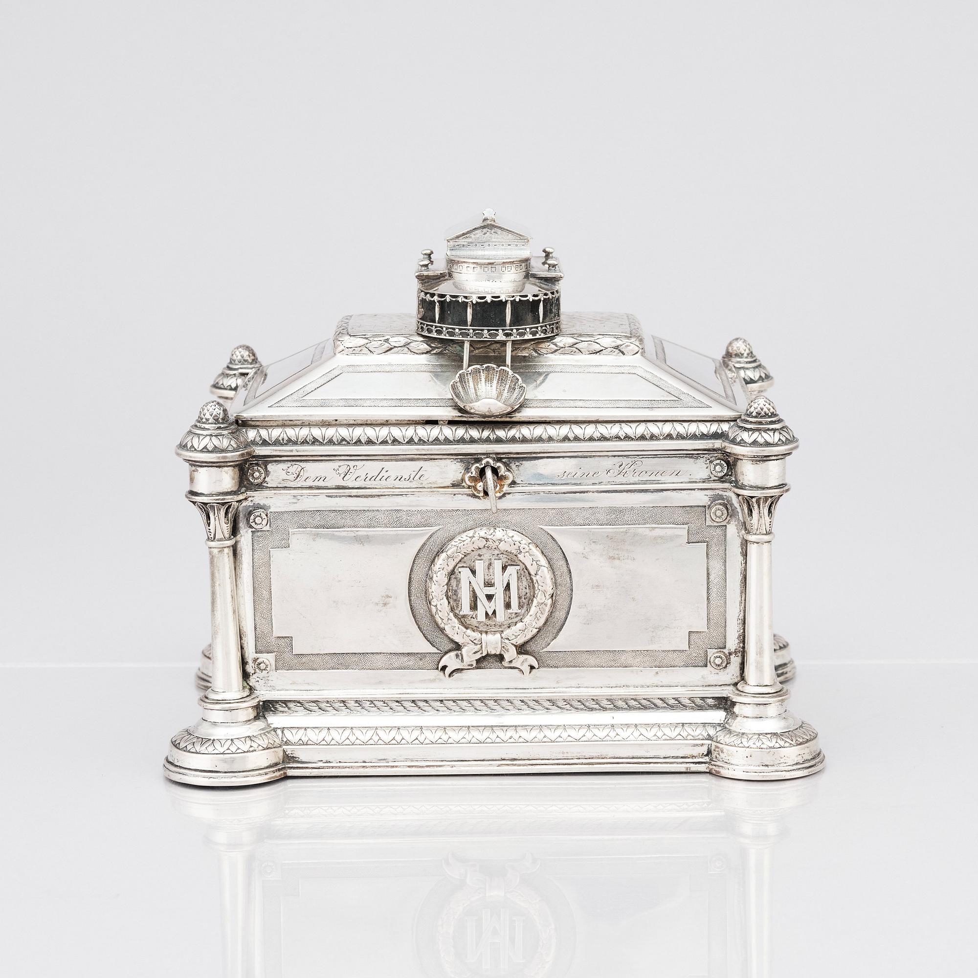 Brahmfeld & Gutruf, smyckeskrin, silver, mitten 1800-talet, Hamburg.