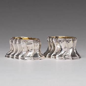 A pair of Swedish 18th century parcel-gilt silver salt cellars, mark of Olof Löfvander, Luleå 1783.