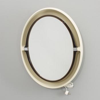A "SPACE AGE" WALL MIRROR WITH LIGHT BY ALLIBERT, 1970´s.