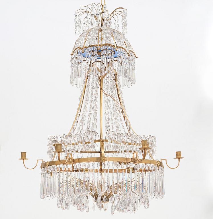 A late Gustavian circa 1800 seven-light chandelier.