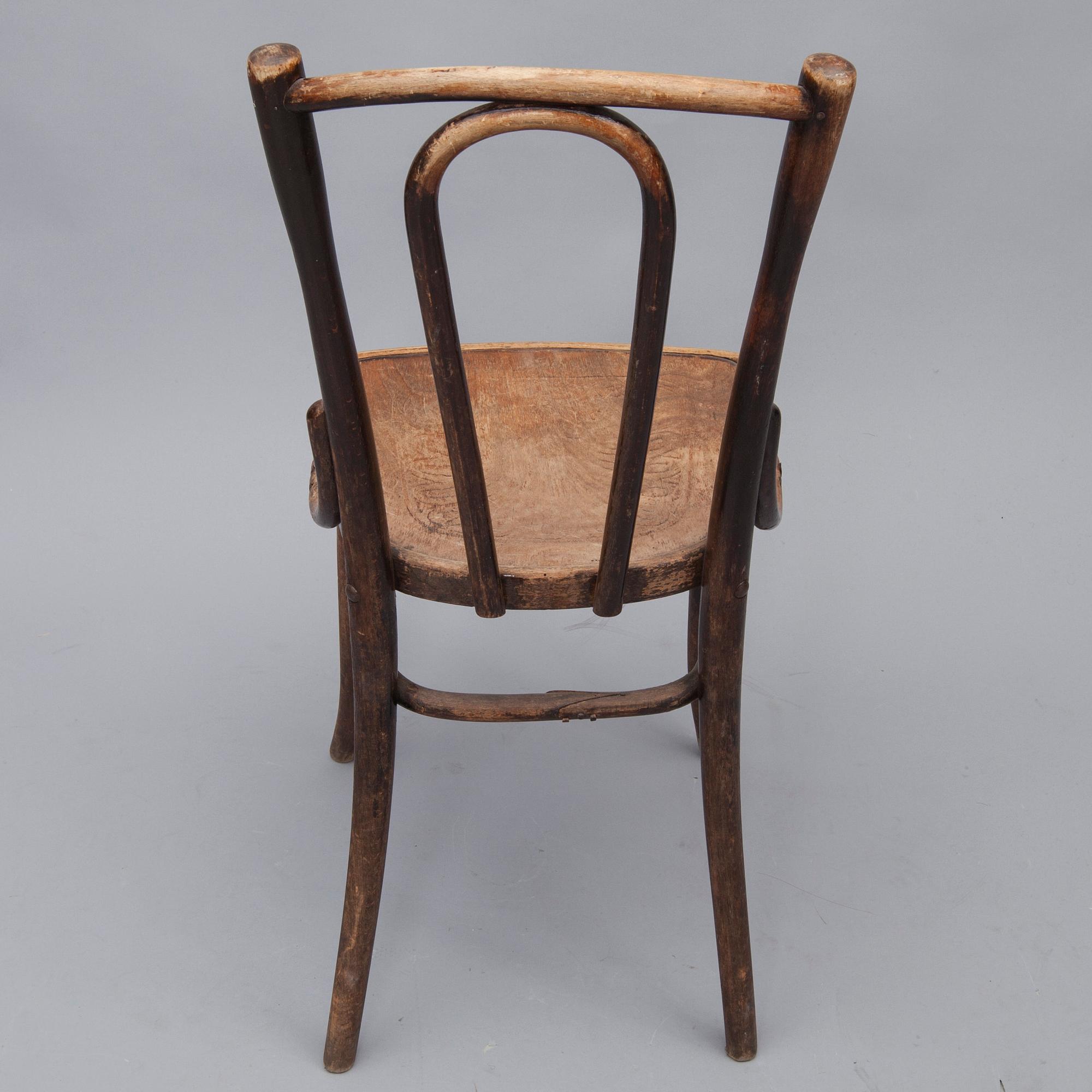 TUOLI, ns "kahvilatuoli", etikettimerkitty Fischel, Tsekkoslovakia, vuosisadanvaihde 1800/1900.