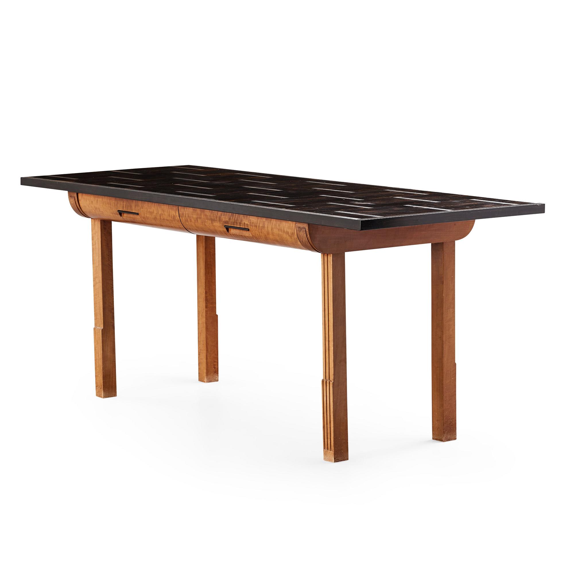 Hjalmar Jackson, A Hjalmar Jackson ebony and pearwood desk/library table, Stockholm ca 1934.