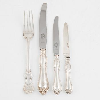 A Swedish Silver Cutlery, 'Olga', including mark of GAB, Stockholm 1895 (23 pieces).