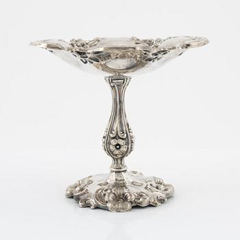 Skål på fot, silver, nyrokoko, Gustav Möllenborg, Stockholm, (1823-1850) (?).