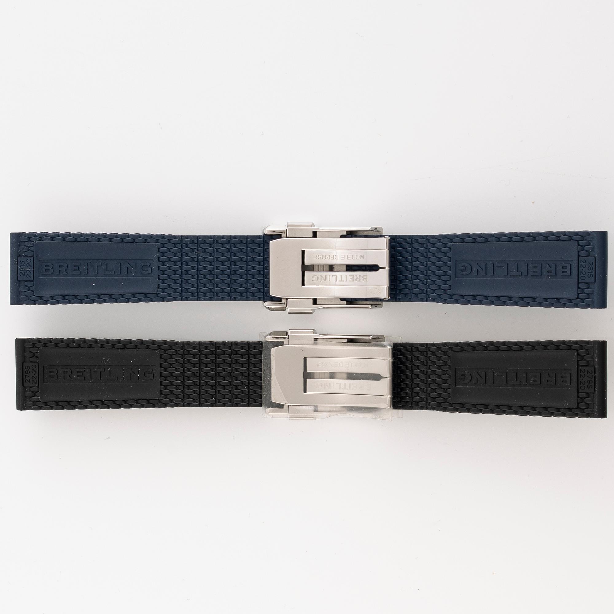 Collection of watch straps, 2 pcs, Breitling.