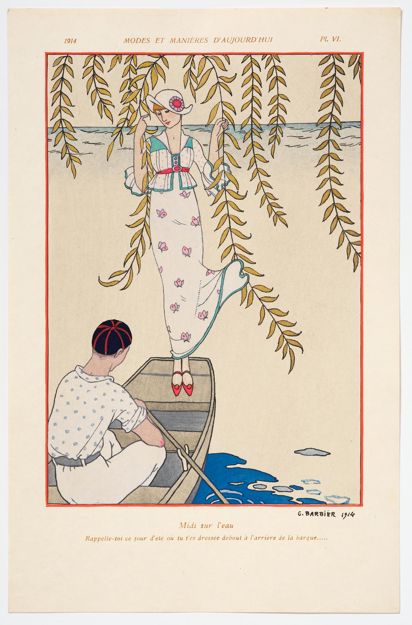 George Barbier, mapp med originalteckning och planscher, "Modes et Manières d'Aujourd'Hui (3e Année)", Frankrike, 1914.