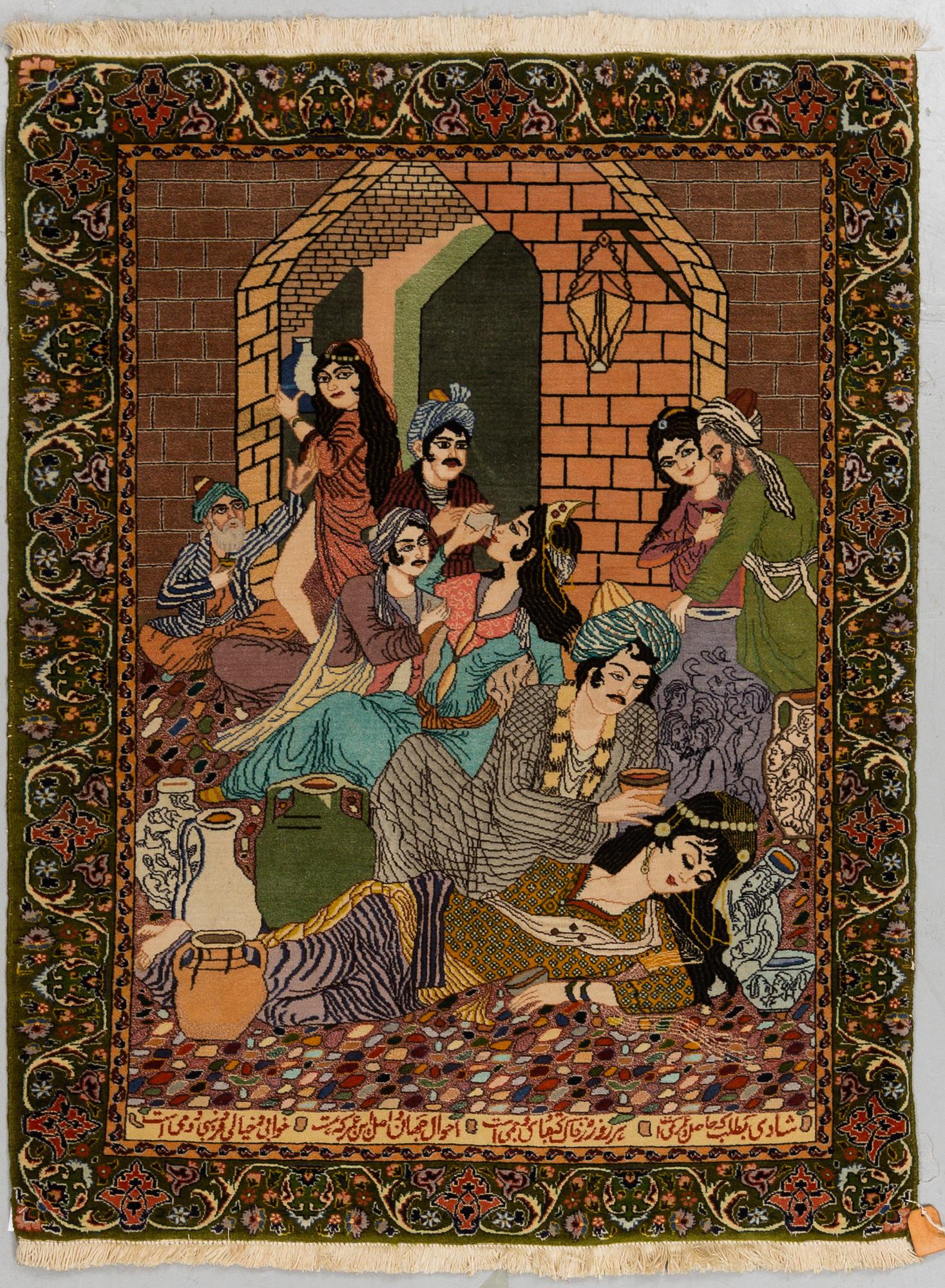 MATTO, an old Tabriz figural, ca 126,5-129,5 x 97,5-98,5 cm.