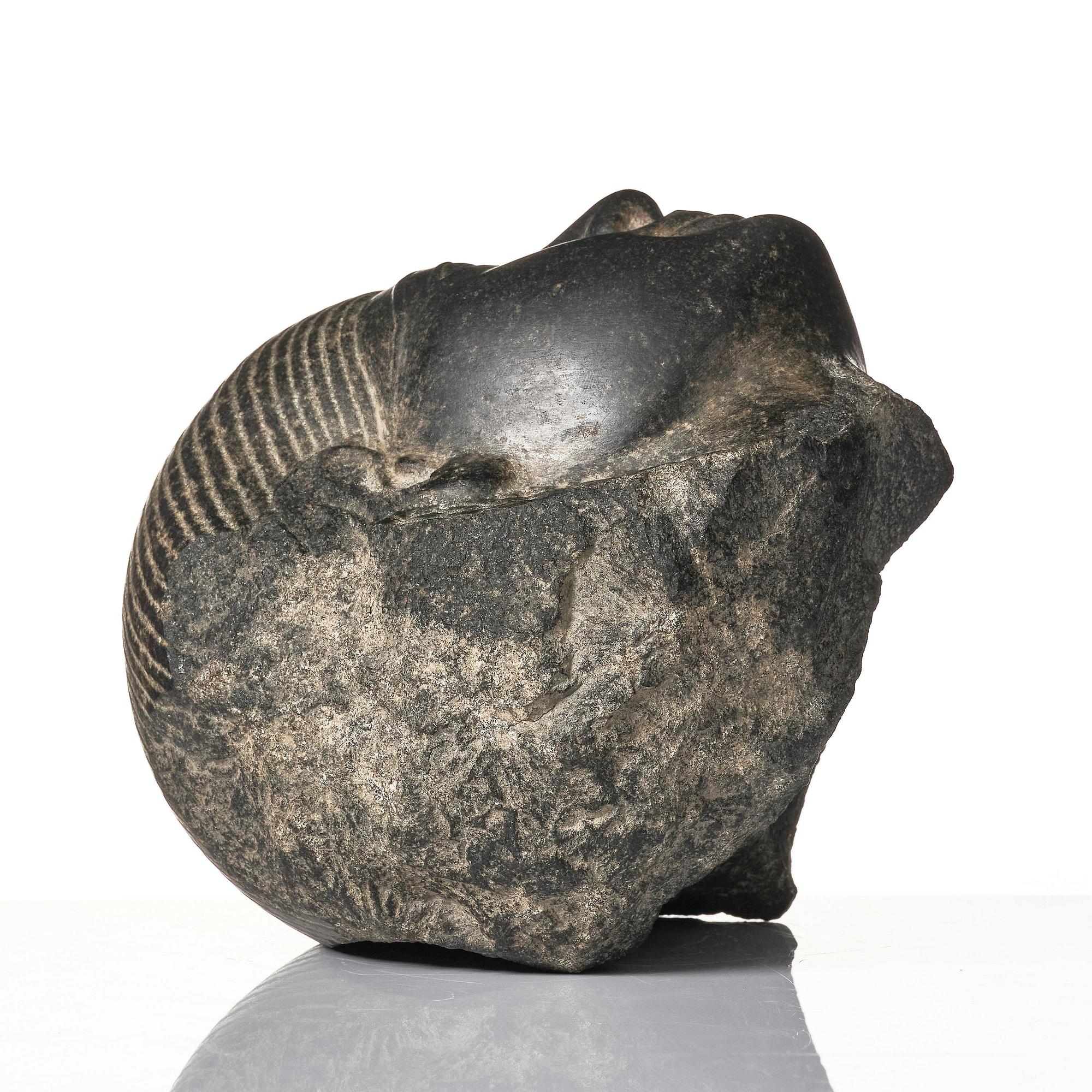An Egyptian basalt head of a man, Grand tour, 19th century.