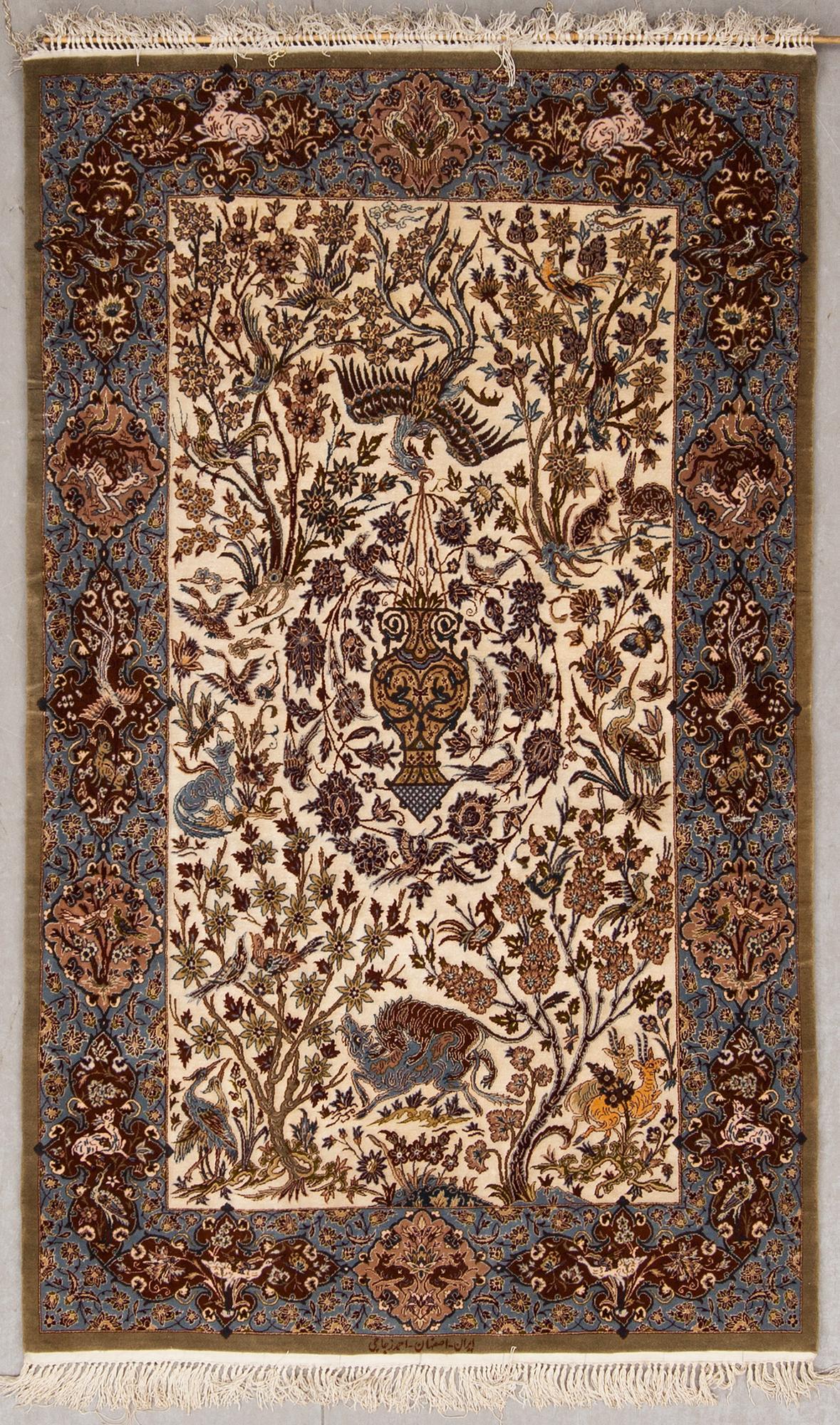 MATTA, old, Isfahan, signerad, part silk, figural, ca 176 x 105 cm.