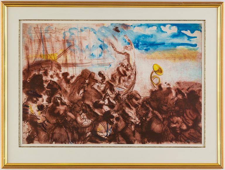 Peter Dahl, lithograph in colours, signed.