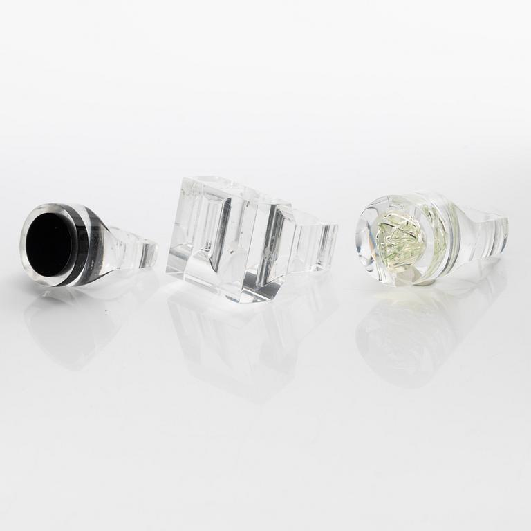 Siv Lagerström, three acrylic rings, 1970s.